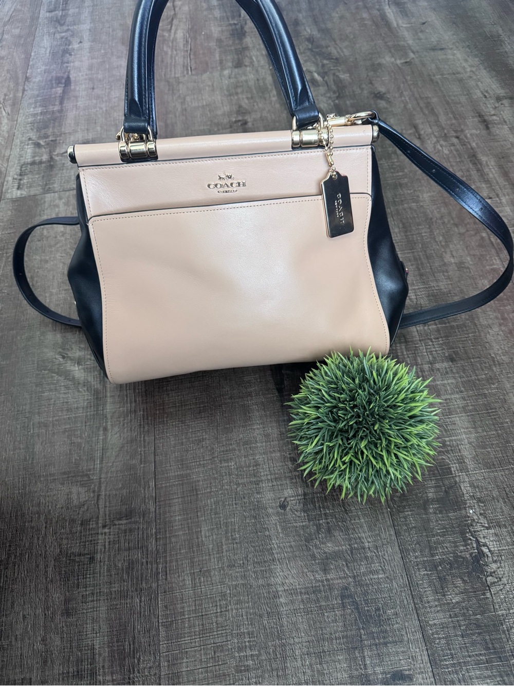 Coach‎ Grace Black and Tan Leather Satchel & Dusty NWOT